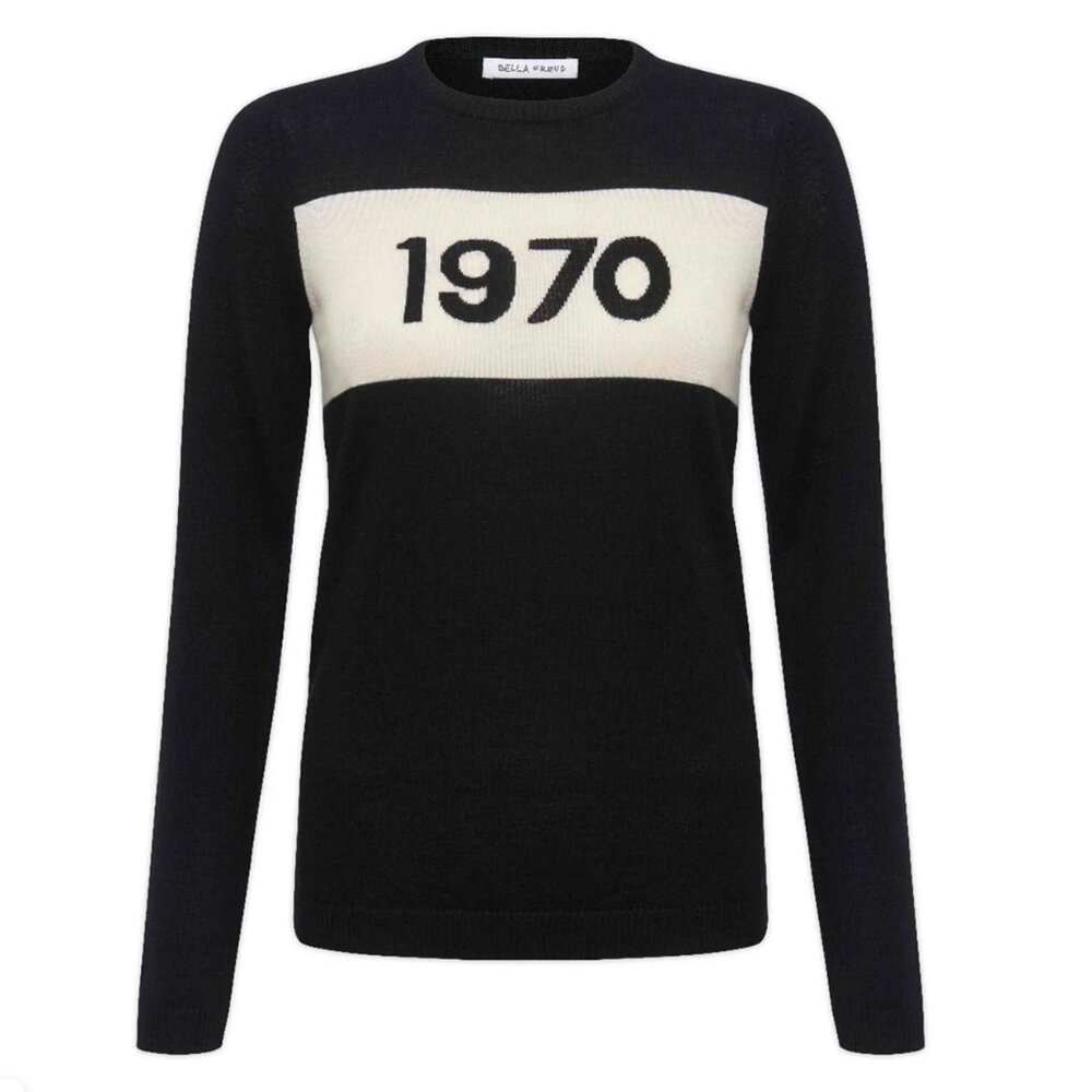 Bella Freud - 1970 Jumper - Black and White Crewneck Sweater